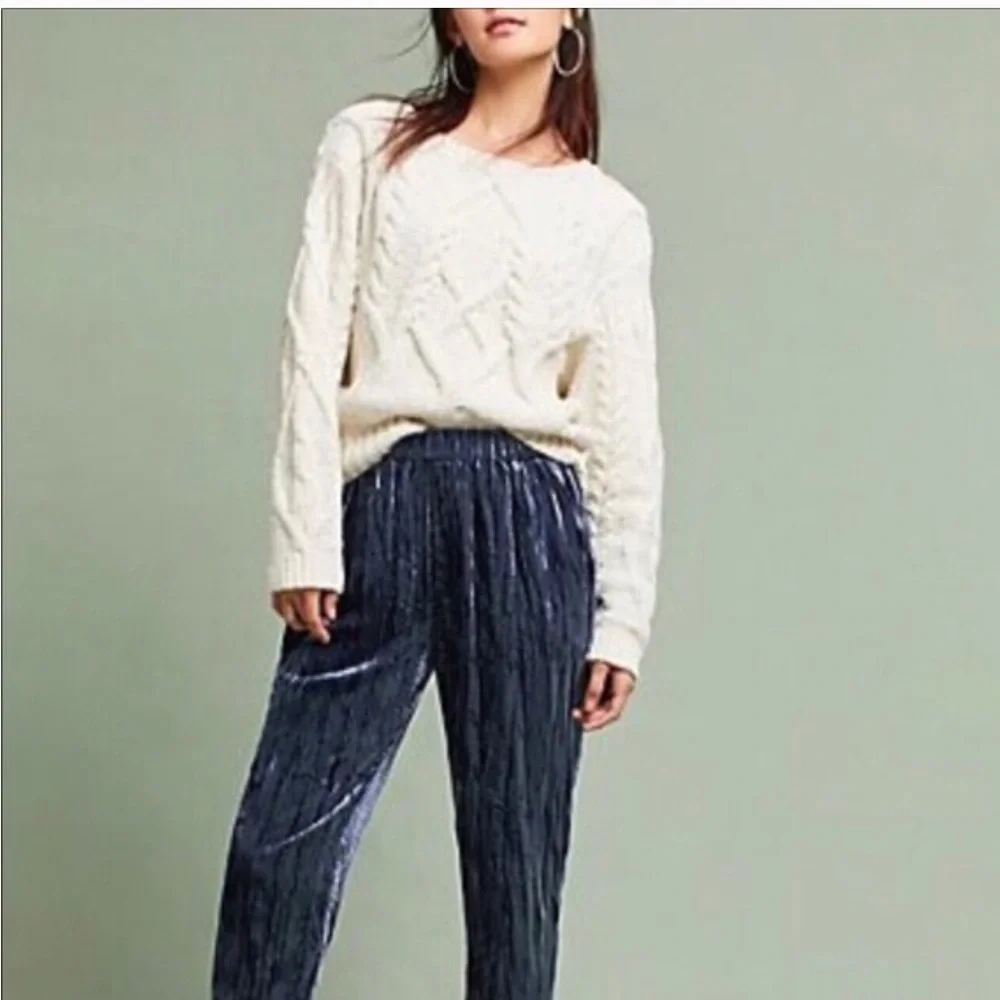 Anthropologie Textured Velvet Jogger Pants Lg - Picture 12 of 12